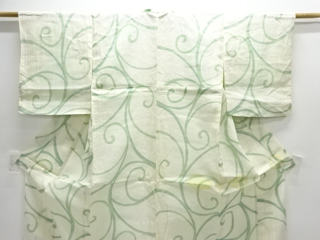 アンティーク 本場小千谷ちぢみ 唐草模様織り出し着物